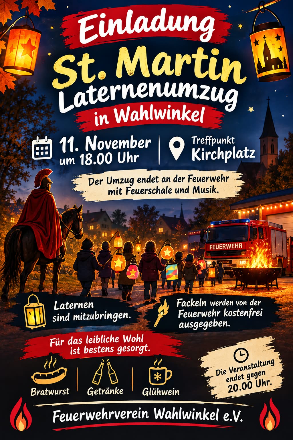 Einladung zum St.-Martin-Laternenumzug in Wahlwinkel: 11. November, 18 Uhr, Treffpunkt Kirchplatz